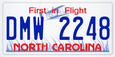 NC license plate DMW2248
