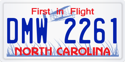 NC license plate DMW2261