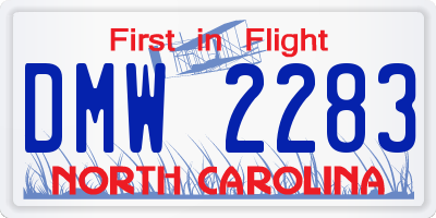 NC license plate DMW2283