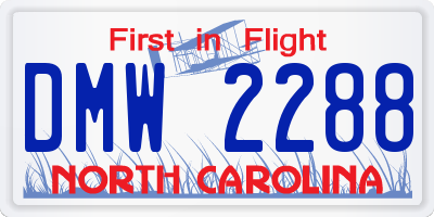 NC license plate DMW2288