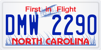 NC license plate DMW2290