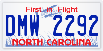 NC license plate DMW2292