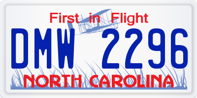 NC license plate DMW2296