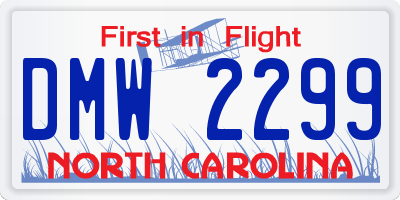NC license plate DMW2299