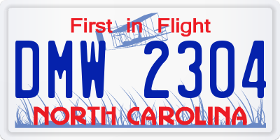 NC license plate DMW2304
