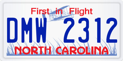 NC license plate DMW2312