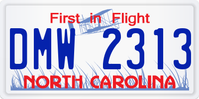 NC license plate DMW2313