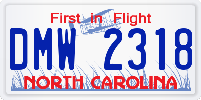NC license plate DMW2318