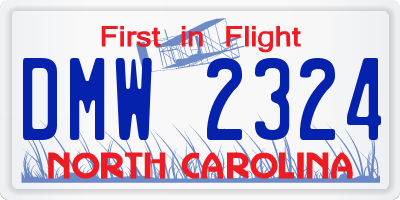 NC license plate DMW2324