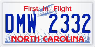 NC license plate DMW2332