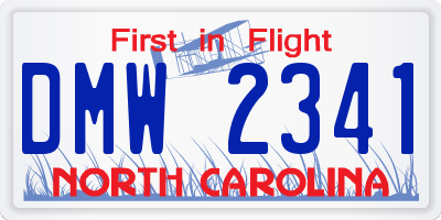 NC license plate DMW2341