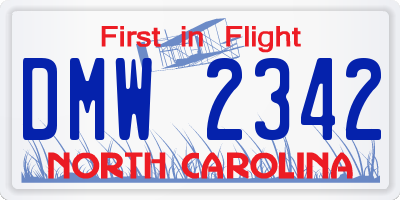 NC license plate DMW2342