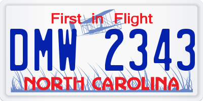 NC license plate DMW2343