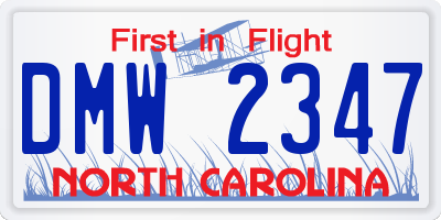 NC license plate DMW2347