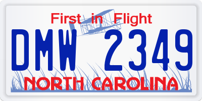 NC license plate DMW2349