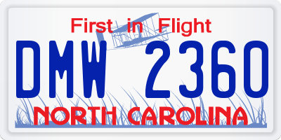 NC license plate DMW2360