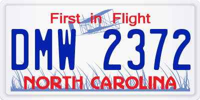 NC license plate DMW2372