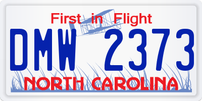 NC license plate DMW2373