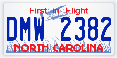NC license plate DMW2382