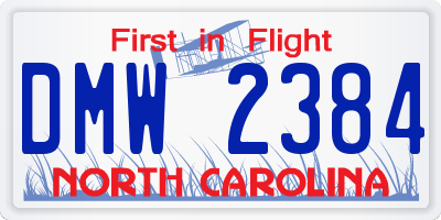 NC license plate DMW2384