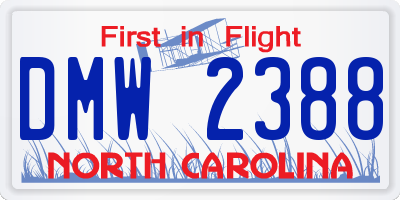 NC license plate DMW2388
