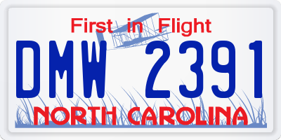 NC license plate DMW2391