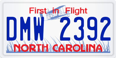 NC license plate DMW2392