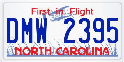 NC license plate DMW2395