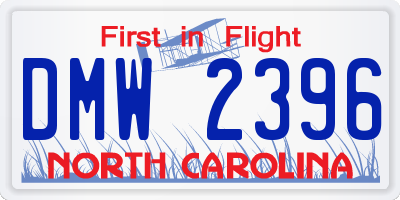 NC license plate DMW2396
