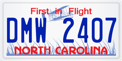 NC license plate DMW2407