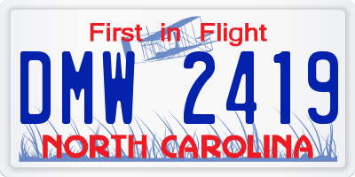 NC license plate DMW2419