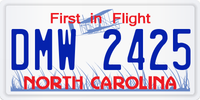 NC license plate DMW2425