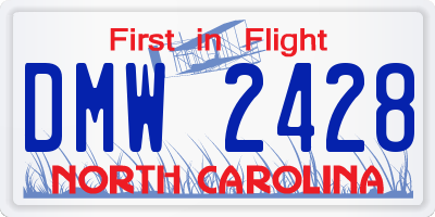 NC license plate DMW2428