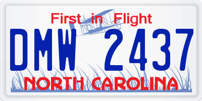 NC license plate DMW2437