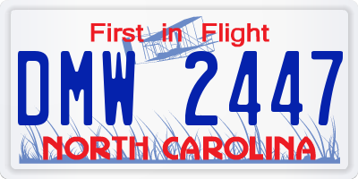 NC license plate DMW2447