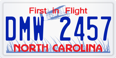 NC license plate DMW2457