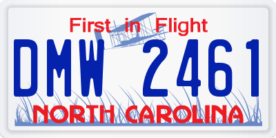 NC license plate DMW2461