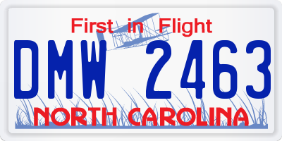 NC license plate DMW2463