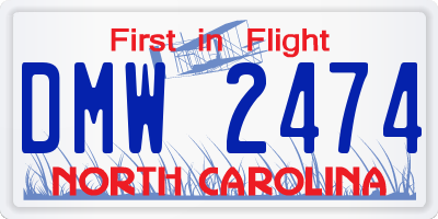 NC license plate DMW2474