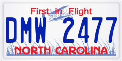 NC license plate DMW2477