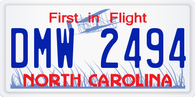 NC license plate DMW2494