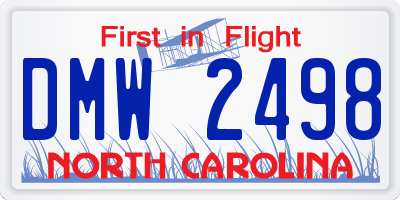 NC license plate DMW2498