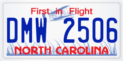 NC license plate DMW2506