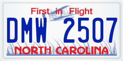 NC license plate DMW2507