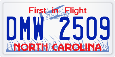 NC license plate DMW2509