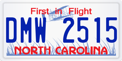 NC license plate DMW2515