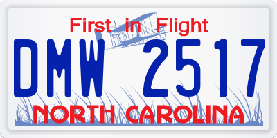 NC license plate DMW2517