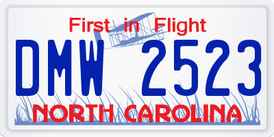 NC license plate DMW2523