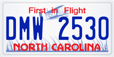 NC license plate DMW2530