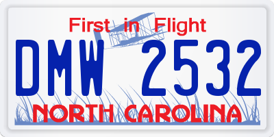 NC license plate DMW2532